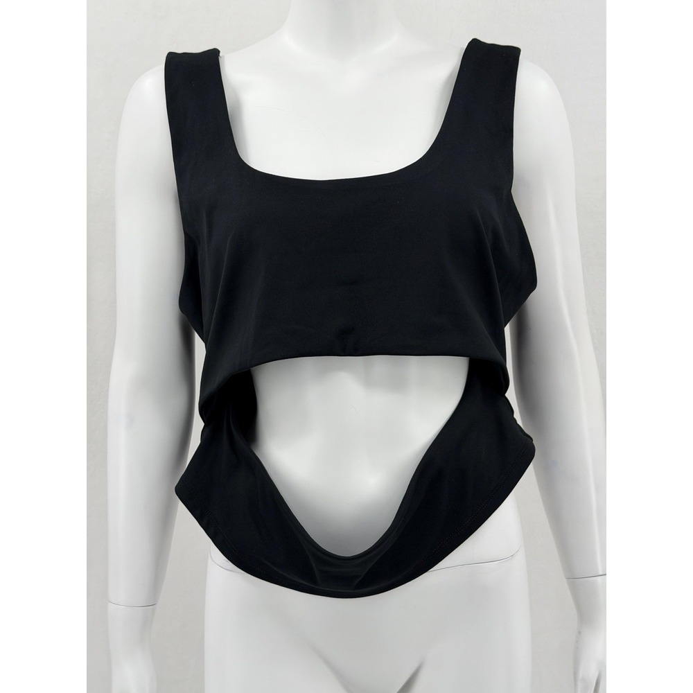 Victorias Secret Top Womens 2XL Black Flow On Point‎ Crop Cutout Tank Active Gym